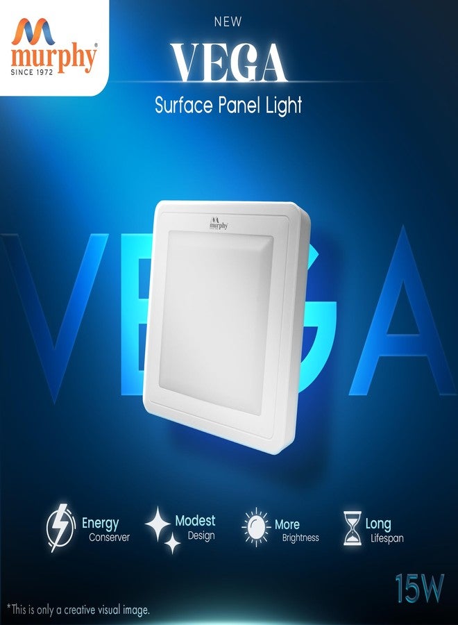 Murphy 15W Vega LED Panel Light Square Surface - (Cool White, Pack of 1,Plastic) No False Ceiling Required - Image 3